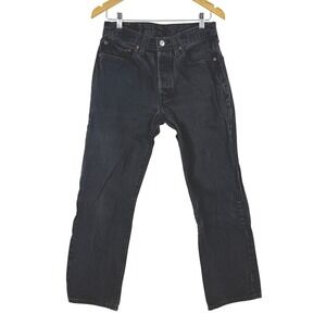 Levi's 501 Mens Black Button Fly Straight Leg Jeans W32 L32 Classic Iconic